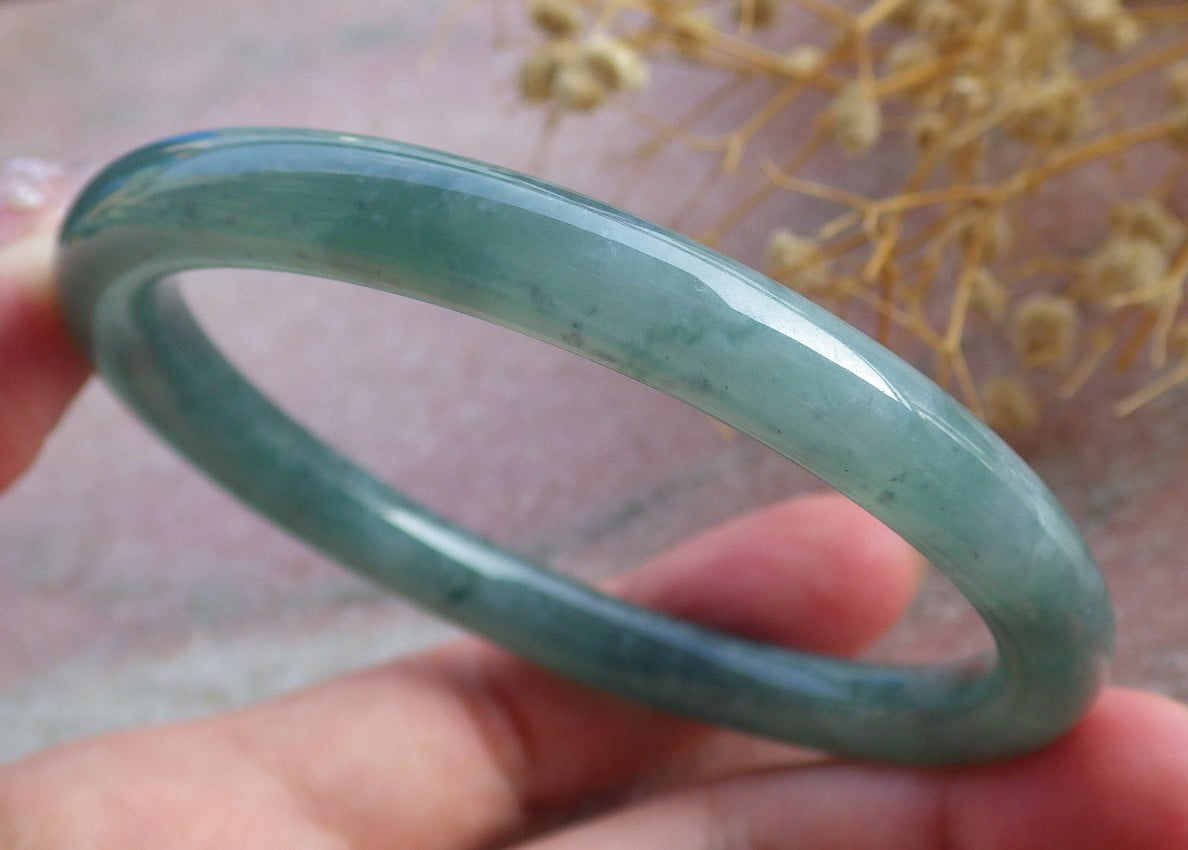Icy Green Natural A JADE Jadeite Circle Bangle Bracelet 58 mm 682133 TN