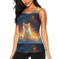 thumbnail image 1 of Fotbe Starry Sky Constellation Cat Blusas Sin Mangas para Mujer – Estilo Casual, Corte Suelto, Slim-Fit, Cuello Redondo Deportivo, Tops de Verano para Gimnasio y Yoga-XX-Large, 1 of 7