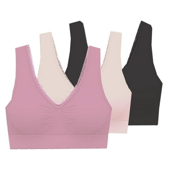 Delta Burke Seamless Padded Comfort Bra w/Removable Pads-3-Pack - 1X - Fits 36C/D Thru 38B/C