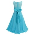 thumbnail image 2 of YEAHDOR Kids Girls Lace Chiffon Flower Girl Dress Wedding Prom Dance Ball Gown Party Maxi Dress Blue 10, 2 of 7