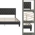 thumbnail image 5 of New Upgraded King Size Linen Upholstered Platform Bed with Headboard, Solid Wood Frame, Modern Platform Bed Frame, Bedroom Furniture, Holds 800 lbs, No Box Spring Needed, Cream, 5 of 10