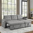 thumbnail image 3 of 78.5 Inch Pull-Out Couch Bed, L-Shaped Sleeper Sofa with Storage Chaise & Side Bag, Modern Reversible Sectional Sofa for Living Room Small Space, Grey, 3 of 8