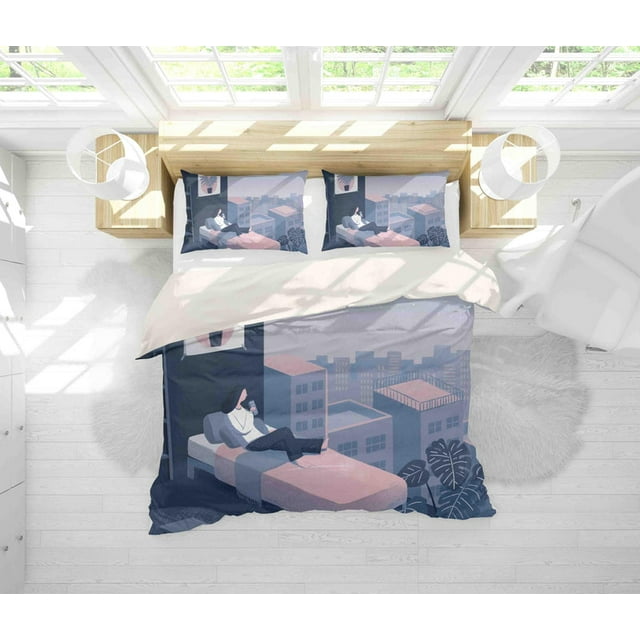 3D City Building Room Bed Quilt Cover Set Bedding Set Pillowcases 10