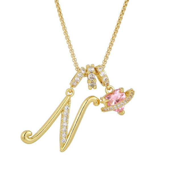 EGNMCR Gold 3-Layering Initial Letter Pendant Necklaces a necklace