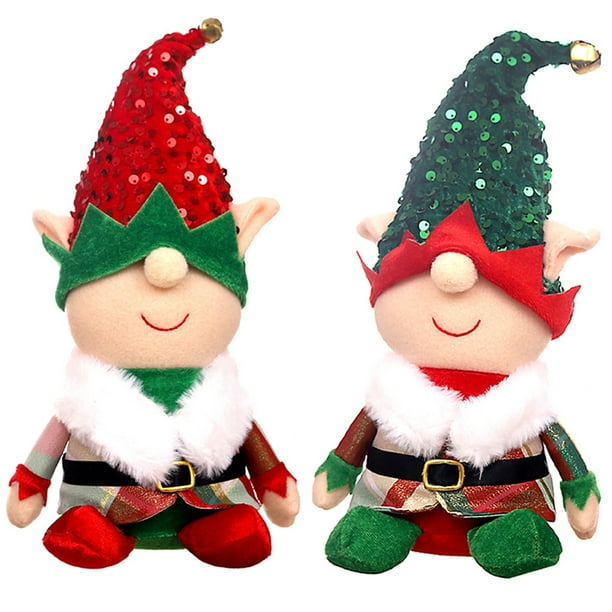 2 uds decoraciones de muñecas elfo de Navidad decoración de figura de muñeca elfo adorno de muñeca de escritorio
