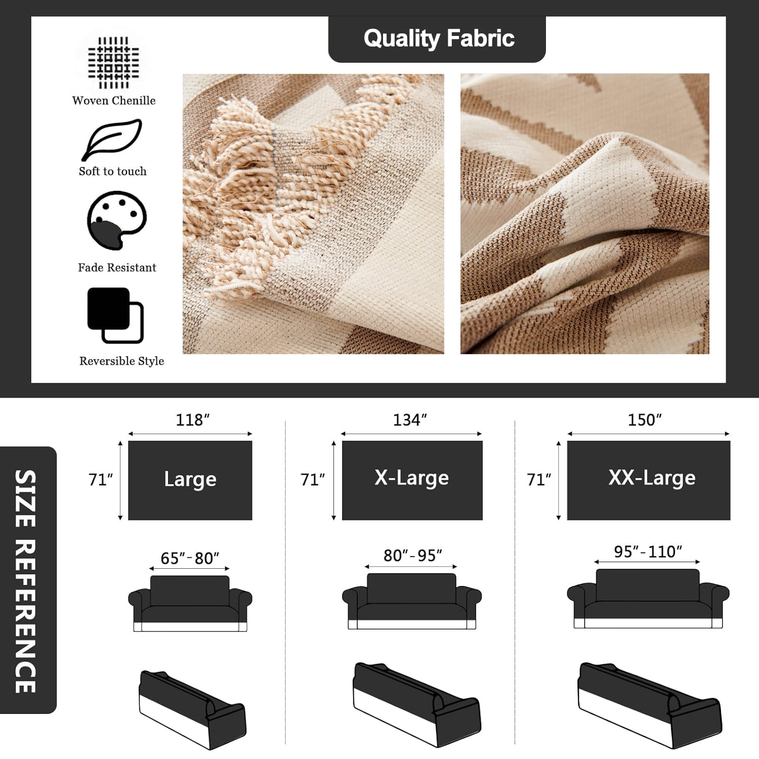 Inadays Sofa Cover Couch Cover Slipcovers Furniture Protector for Chair Loveseat Futon Sectional L Shape Sofa Boho Chenille