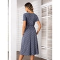 thumbnail image 2 of YININF Women's Polka Dot Casual Dress Pleated Loose Flowy Midi High Waist with Hidden Pocket Belted Dress, 2 of 5