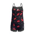 thumbnail image 4 of ICHUANYI Clearance Womens Sexy Printing Lace Sling Sleeveless Tank Tops Splicing Shorts Casual Set(Red, XL) Ichuanyi Ichuanyi, 4 of 6