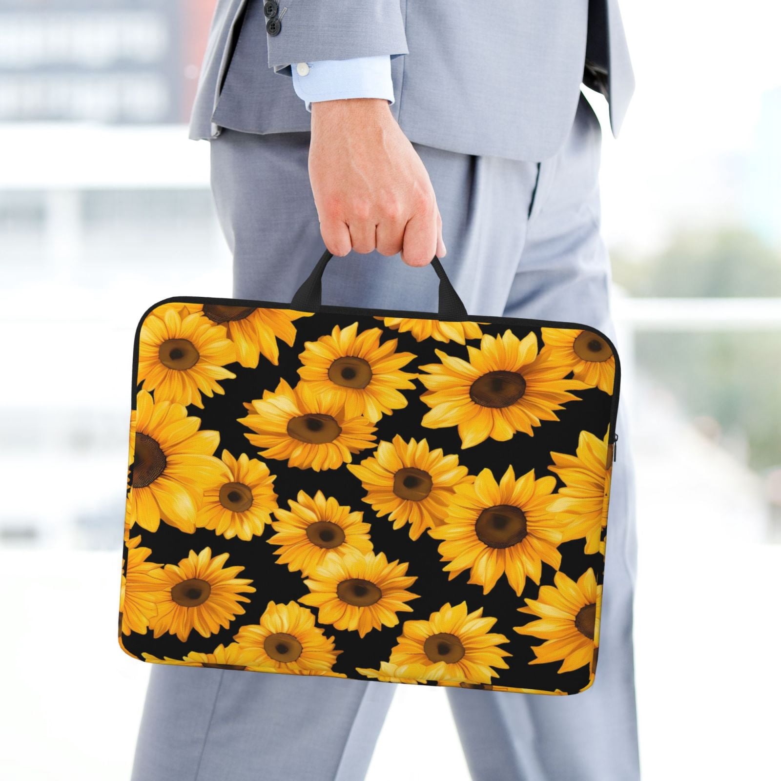 Laptop Sleeve Bag For Women Men 14inch Waterproof Durable Protective Computer Carrying Cover Handle Laptop Case Bag Sunflower