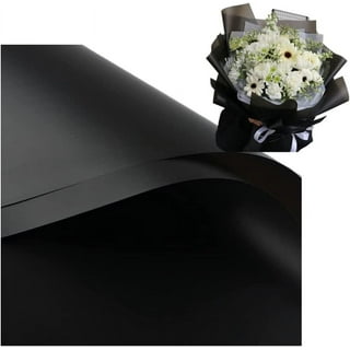 40 Counts Black Fresh Flowers Wrapping Paper,Wraps Waterproof