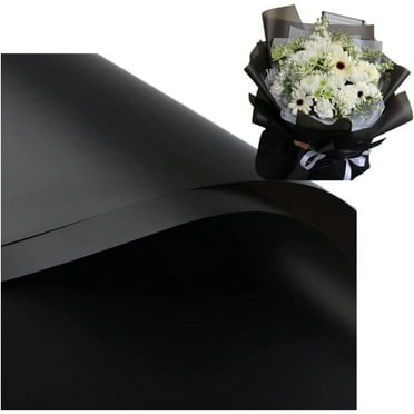Rikyo Vintage Black Waterproof Flower Wrapping Paper 20 Count 22.75" x 22.75"