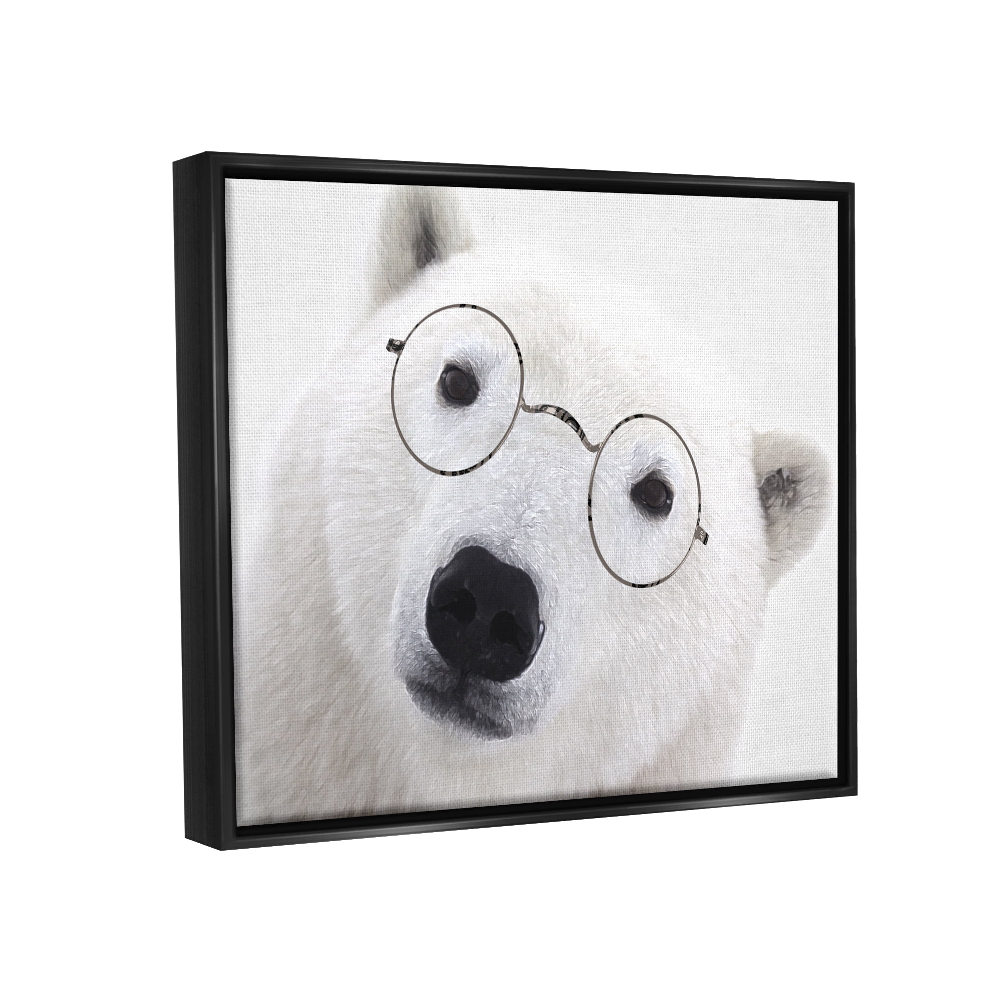 Stupell White Polar Bear Glasses Animal Animals & Insects Painting Black Floater Framed Art Print Wall Art