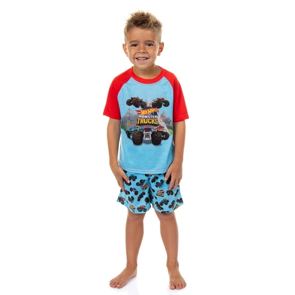 Hot Wheels Toddler Boy's Monster Trucks Toys Tossed Print Pajama Set Short