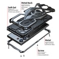 thumbnail image 4 of Armor Phone Case for Samsung Galaxy S23 Ultra Military Grade Drop Protection Cover Samsung Galaxy S23 Ultra Heavy Duty Hybrid Metal Bumper Built-in Silicone Shockproof Dustproof,Black, 4 of 9