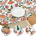 thumbnail image 4 of Allover Floral Pattern Tablecloth with Elastic Edge, Reusable Round Cover for Kitchen or Garden Use, Water-Resistant Polyester, Fits 44-52 Inch Table, 4 of 6