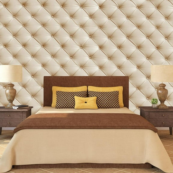 Tiptophomedecor Peel and Stick Wallpaper Wall Mural - Off White Chesterfield Pattern - Removable Wall Decals