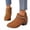 Brown, variant on Women's Casual Ankle Boots with Rhinestone Accent, Faux Suede Chunky Heel Side Zip Booties for All-Day Comfort