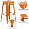 thumbnail image 2 of 30'' High Backless Orange Metal Indoor-Outdoor Barstool with Square Seat, 2 of 9
