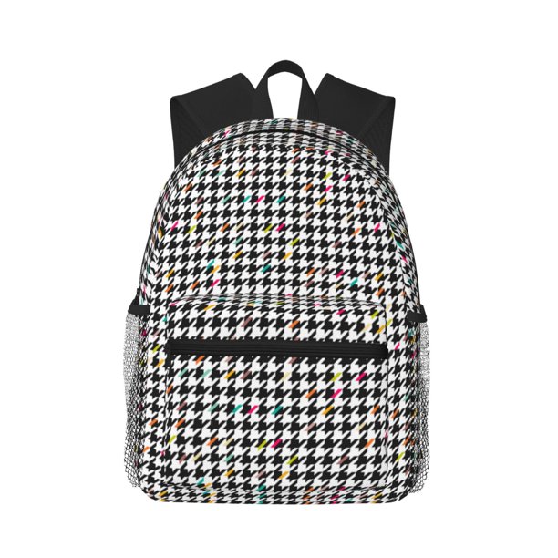 Easygdp Black And White Houndstooth Mochila Casual para Portátil, Mochila para Escuela, Viajes, Negocios
