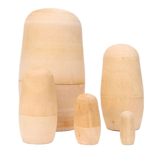 1 Juego de 5 uds DIY muñecas de madera sin pintar artesanías muñecas rusas anidadas muñecas de madera personas en blanco cuerpos de muñecas de madera sin terminar