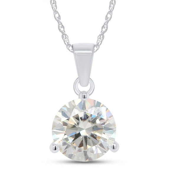 AFFY 3CT Moissanite Pendant Necklace 18K White Gold Plated Silver D Color Ideal Cut Diamond Necklace for Women