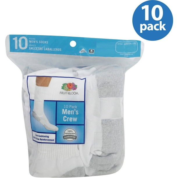 Fruit of the Loom Men's Crew Socks, 10 Pack