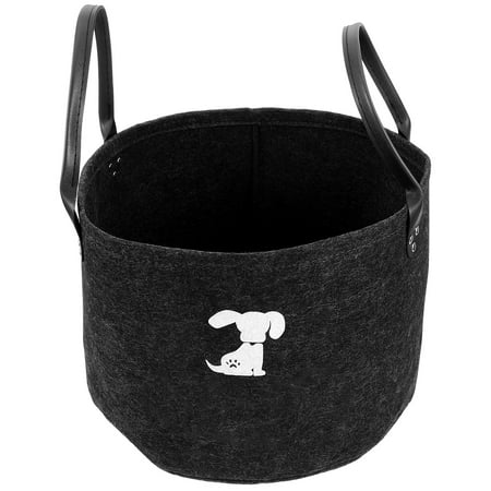 

Voiceine Cat Dog Toy Box Storage Bin Felt Double Handles Storage Basket Pet Toy Storage Bin