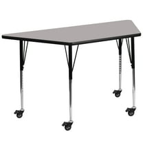Flash Furniture Wren Mobile 29''W x 57''L Trapezoid Grey HP Laminate Activity Table - Standard Height Adjustable Legs