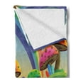 thumbnail image 2 of Mushroom Soft Flannel Fleece Throw Blanket, Countryside Sunny Playful Environment Foliage Rainbow Spring Scenery Kids Room, Cozy Plush for Indoor and Outdoor Use, 50" x 60", Multicolor, by Ambesonne, 2 of 5