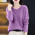 thumbnail image 2 of Women's Button Cardigan Sweaters Long Sleeve Soft Knit Tops Casual Round Neck Solid Lightweight Cozy Sweater, 2 of 5
