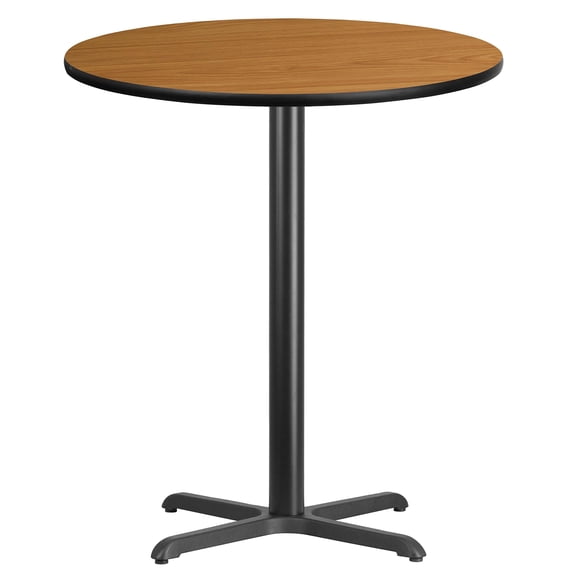 Bowery Hill 36" Round Restaurant Bar Table in Black and Natural