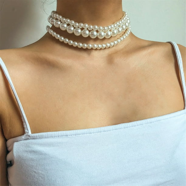 WREESH Metal Alloy Romantic Pearl Necklace Inlaid Confession Lady