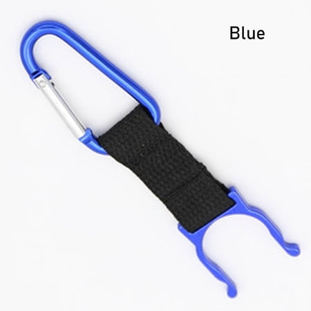 High Quality Outdoors Camping Hiking Water Bottle Buckle D-Ring Hooks Keychain Buckles Kettle Holder Carrying Clip Hook Carabiner BLUE