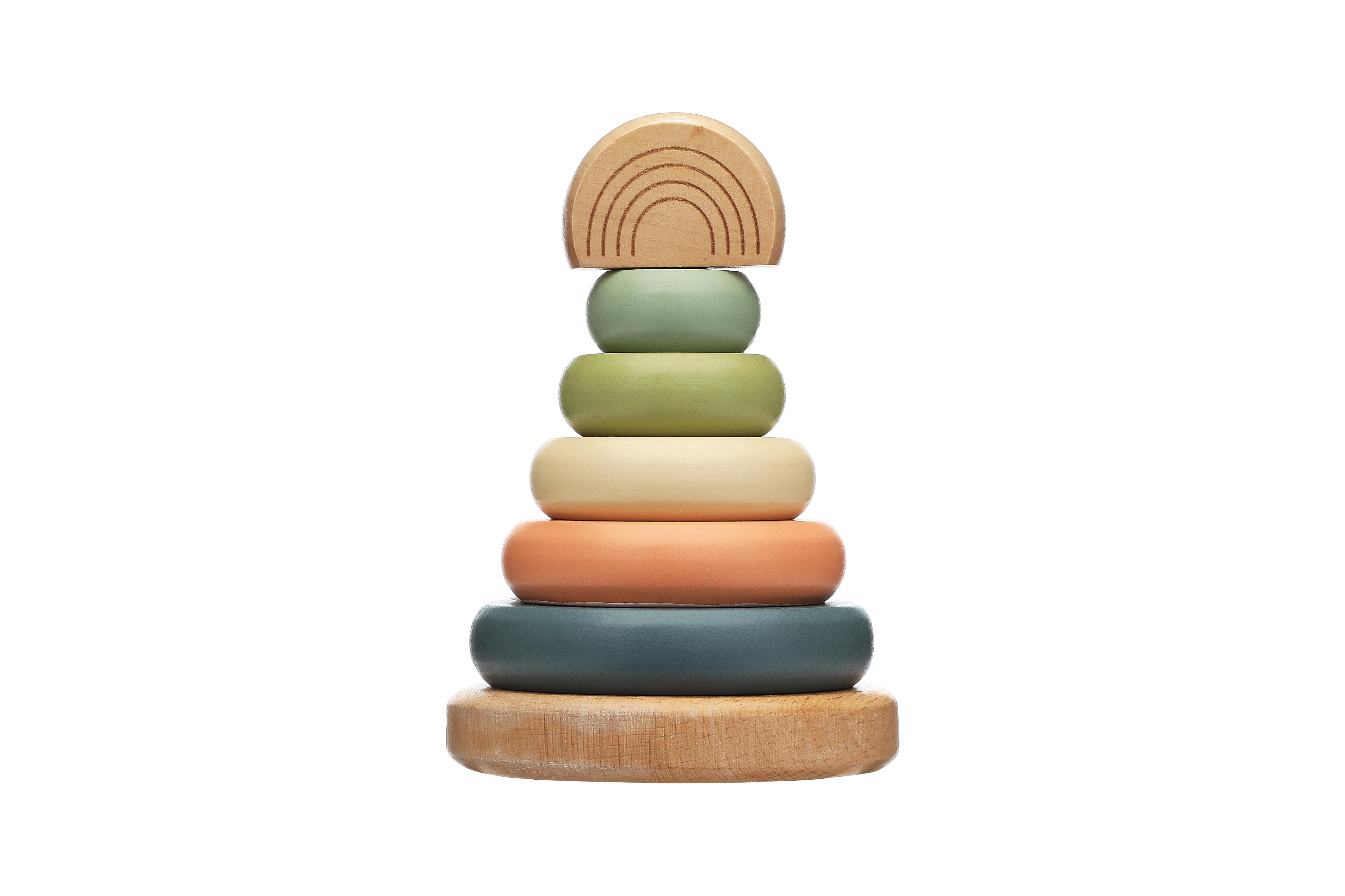 Pearhead Wooden Stacking Rainbow Toy, Baby and Toddler Toy, Gender-Neutral Interactive Stackable Learning Toy, Baby Girl or Baby Boy Nursery Accessory