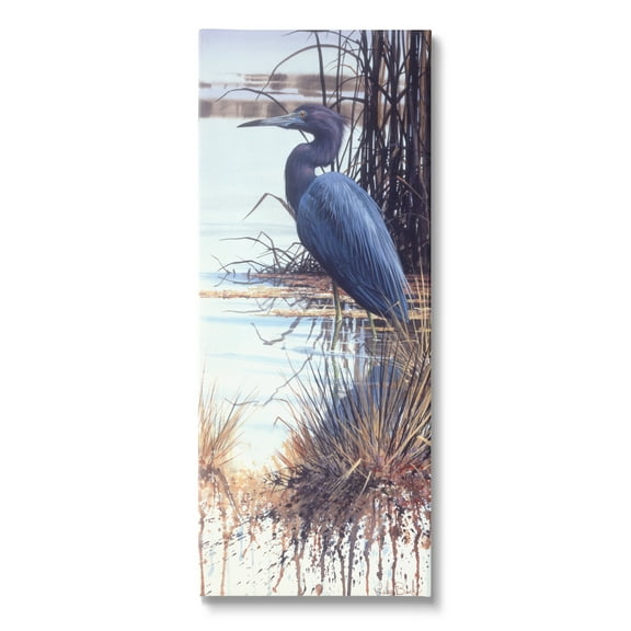 Stupell Industries Blue Heron Modern Splash Animals & Insects Painting Gallery Wrapped Canvas Print Wall Art, 20 x 48