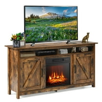 Gymax 60'' Industrial Fireplace TV Stand W/ 18'' 1400W Electric Fireplace