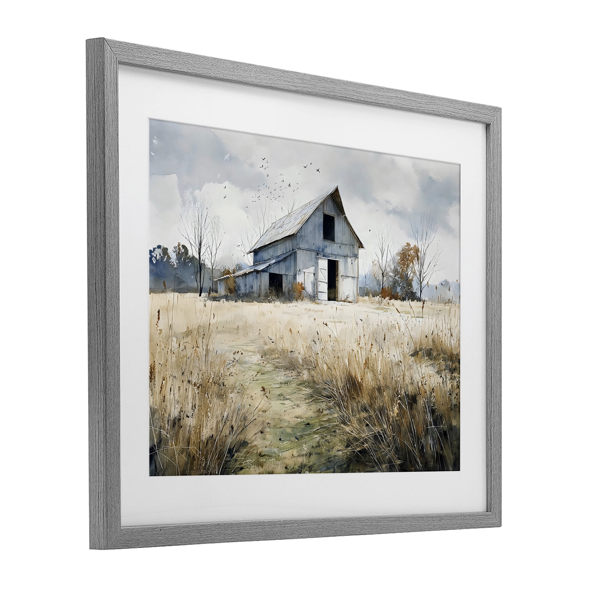 Stupell Industries Old Blue Barn in Farmland Gray Framed Print Under Glass, design by Franklyn Gregory