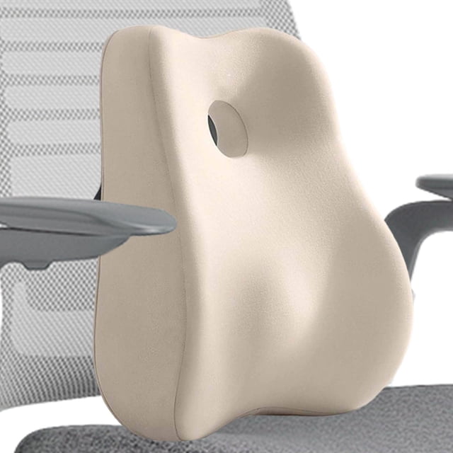 BELOVING Lumbar Support Pillow Portable Compact Soft Memory Foam for Home Office Sofa Beige