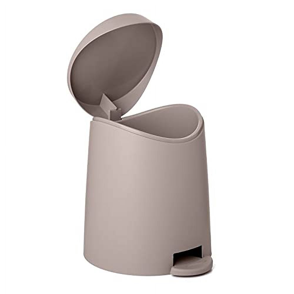Superio Small Plastic Bathroom Set 3 qt Taupe Plastic Compact Trash Can, and Toilet Bowl Cleaner Brush with Holder – Matching Toilet Set