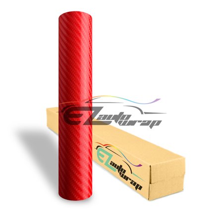 Red Vinyl Wrap - EZAUTOWRAP 4D Semi Gloss Red Carbon Fiber Car Vinyl Wrap Sticker Decal Film Sheet Decoration With Air Release Techology