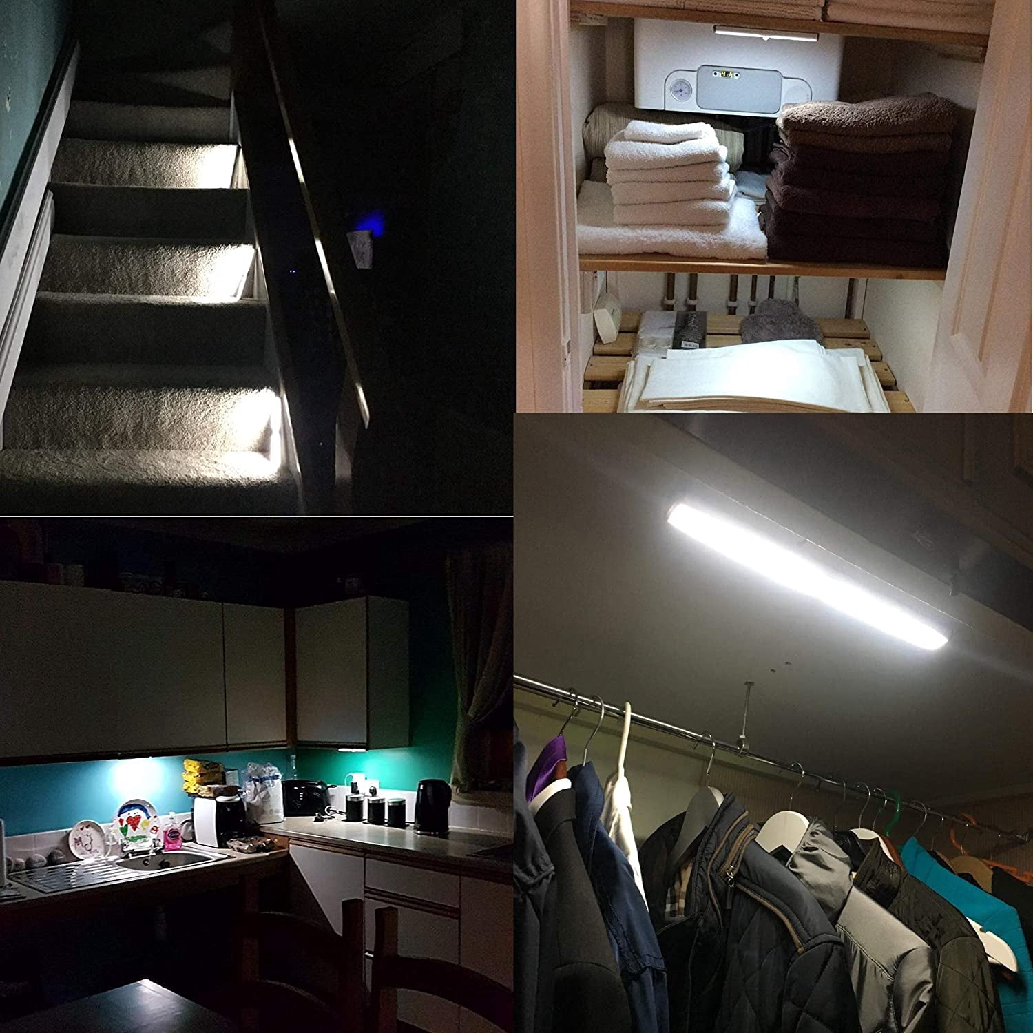 Wireless Motion Sensor Cabinet Lights 10-LED Closet Lights LED Under Cabinet Lighting for Wardrobe/Drawer/Stairs/Cupboard,Stick On Anywhere,3 Pack