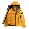 thumbnail image 1 of Lovzfmll Unisex Down Jacket Hooded Detachable Liner Windproof Quilted Pockets Gold, S, 1 of 9