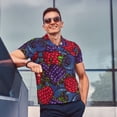 thumbnail image 4 of Fotbe Wild Berries Pattern Men’s Golf Polo Shirt – Breathable Performance Golf Shirt with Button-Down Collar-Medium, 4 of 6