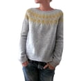 thumbnail image 2 of Bovemsi Womens Sweaters Cozy Women's Knitted Isle Print Retro Sweater Casual Loose Crewneck Long Sleeve Lightweight Business Casual Sweaters, 2 of 4