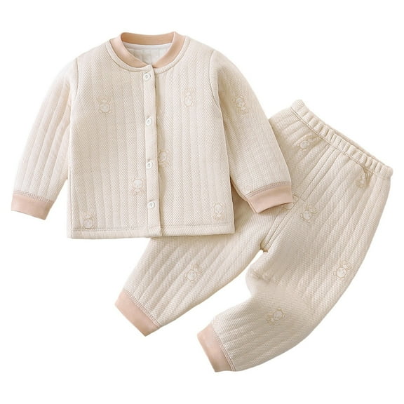 Jamsmile Toddler Girls Outfits Sets Warm Thermal Three Layer Padded Coat   Pants Winter 2pcs Kids Girls Cozy Casual Outfits