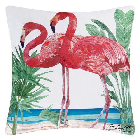 UPC 008246089117 product image for Pink Flamingos At the Beach Accent Pillow 18 X 18 Inch Indoor Outdoor | upcitemdb.com