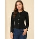thumbnail image 2 of Chaqueta De Mujer Con Botones Cortos Y Ligeros Vintage De Otoño Con Bolsillos Negro M, 2 of 6