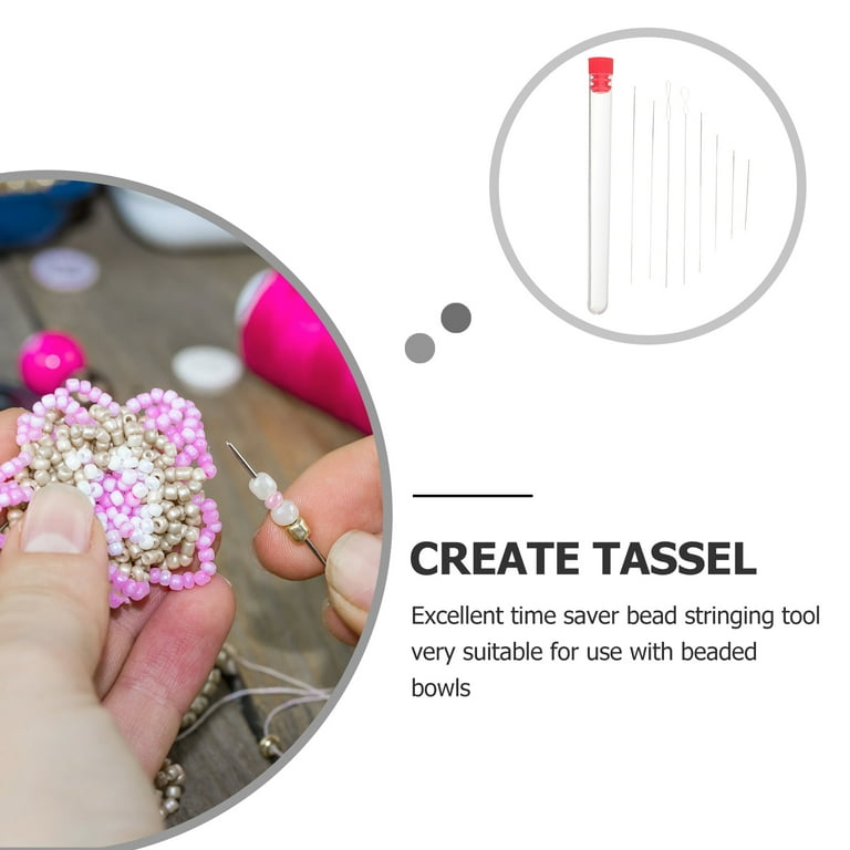 Worgeous Set Bead Needles Transparent Plastic Metal for Craft