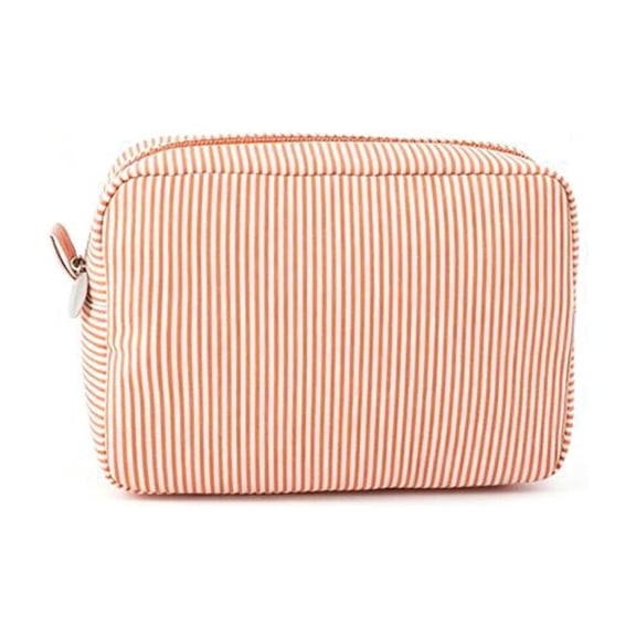 Deeceymbur Striped Quilted Cosmetic Bag Cotton Puffy Travel Toiletry Organizer Portable Pouch 4 Colors Daily Makeup Storage