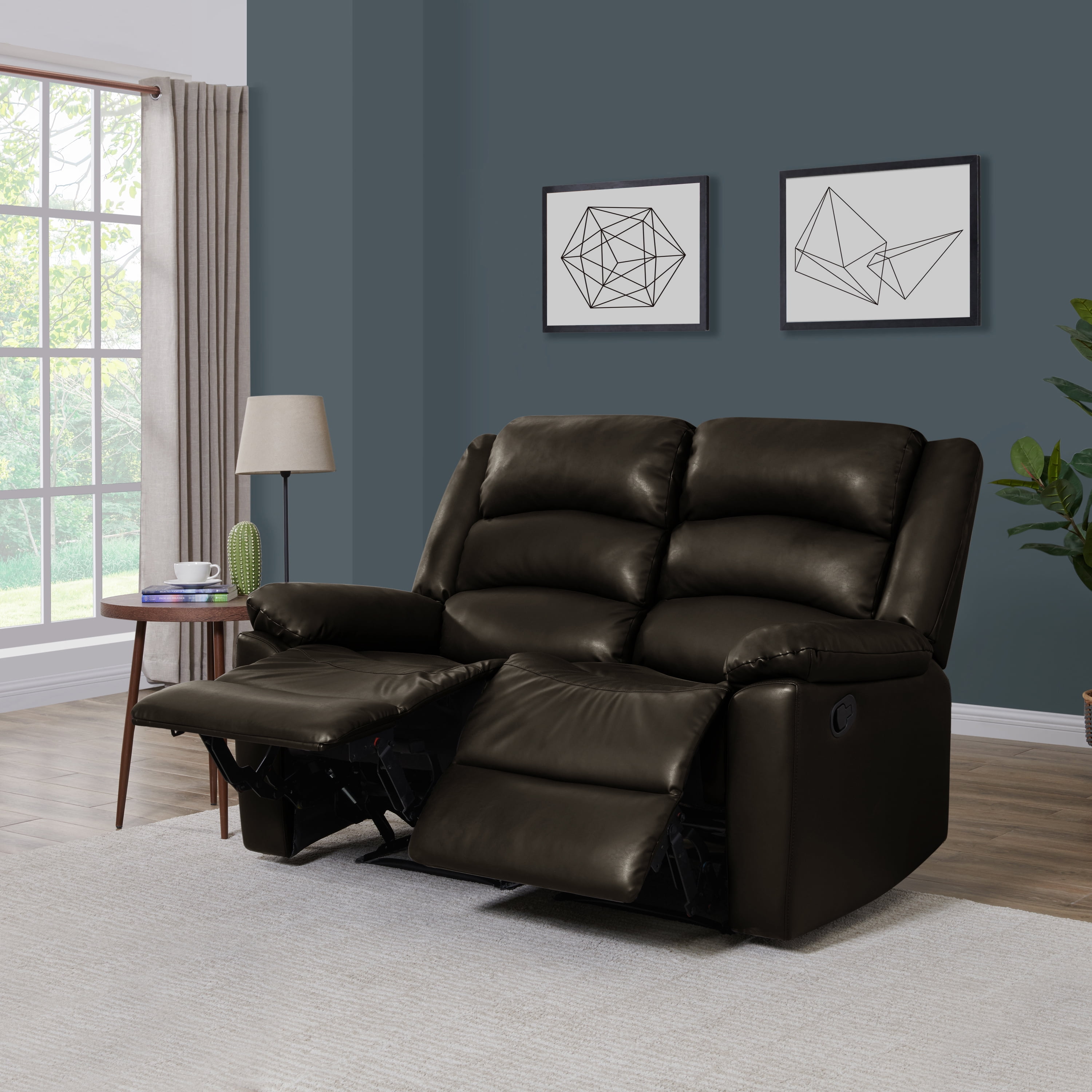 ProLounger Wall Hugger Tufted Storage Reclining Loveseat in Espresso